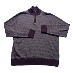 BONOBOS SWEATER MENS XL CASHMERE BLEND 1/2-ZIP BURGUNDY PULLOVER PREPPY CLASSIC